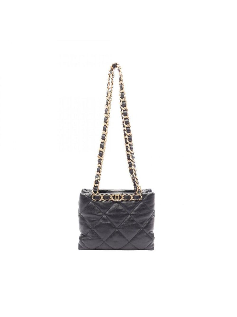Chanel Tote Bag Quilted Small Shopping Black Lambskin